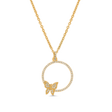 Diamond Butterfly Circle Necklace