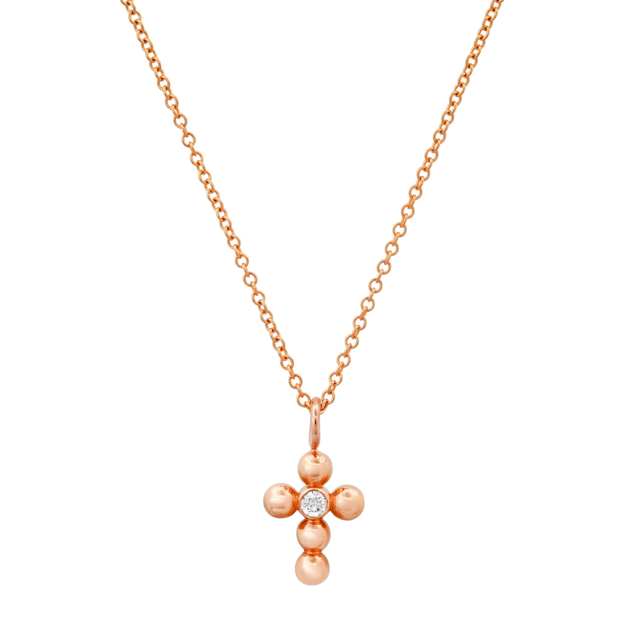 Children necklace gold, Gold Necklace for Kid Girl, Girls children necklace, Bubble Cross Necklace mini Rose Gold
