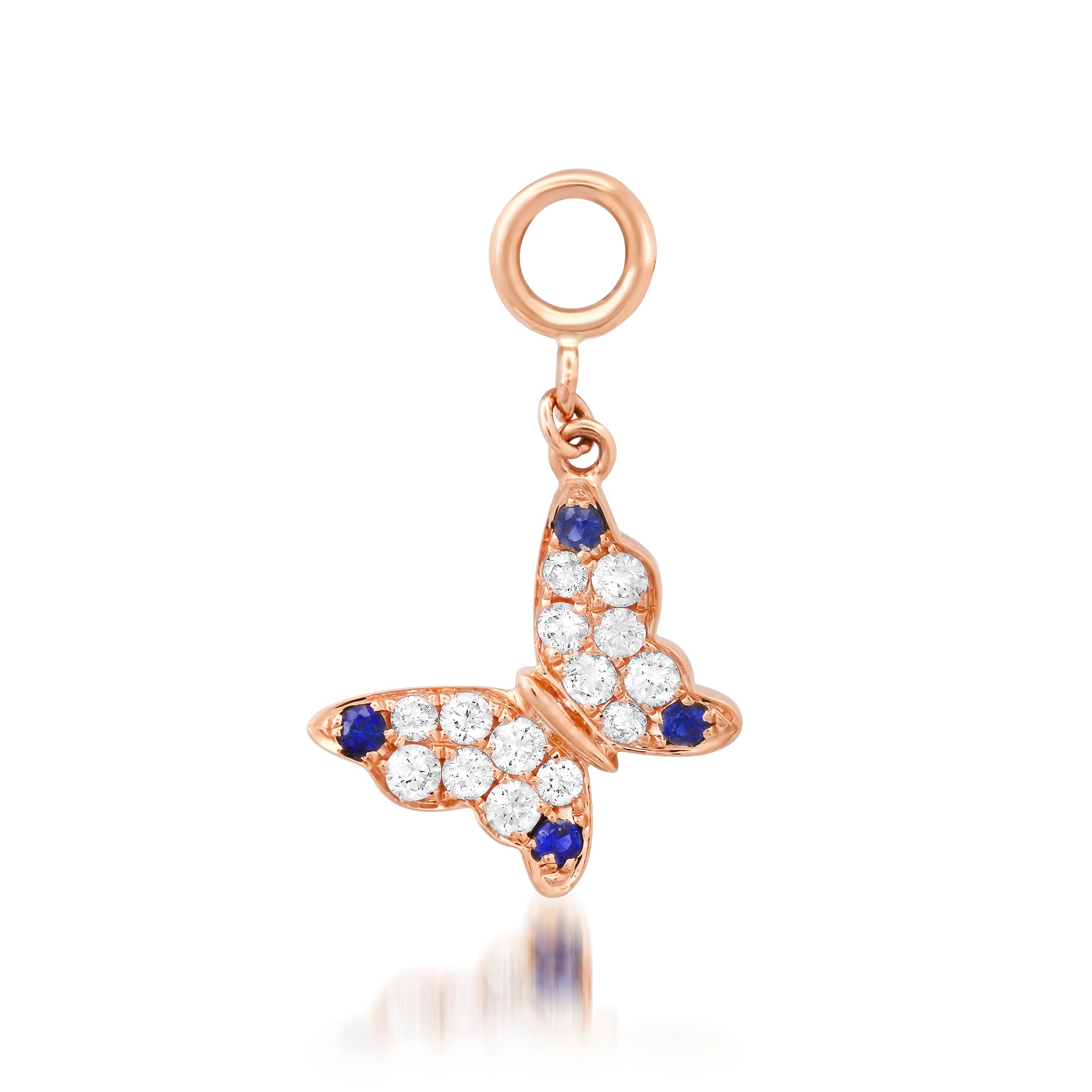 Children's pendants, kid's pendants , Kid's charm for necklaces and bracelets, Blue Butterfly Charm Rose Gold