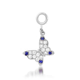 Children's pendants, kid's pendants , Kid's charm for necklaces and bracelets, Blue Butterfly Charm White Gold