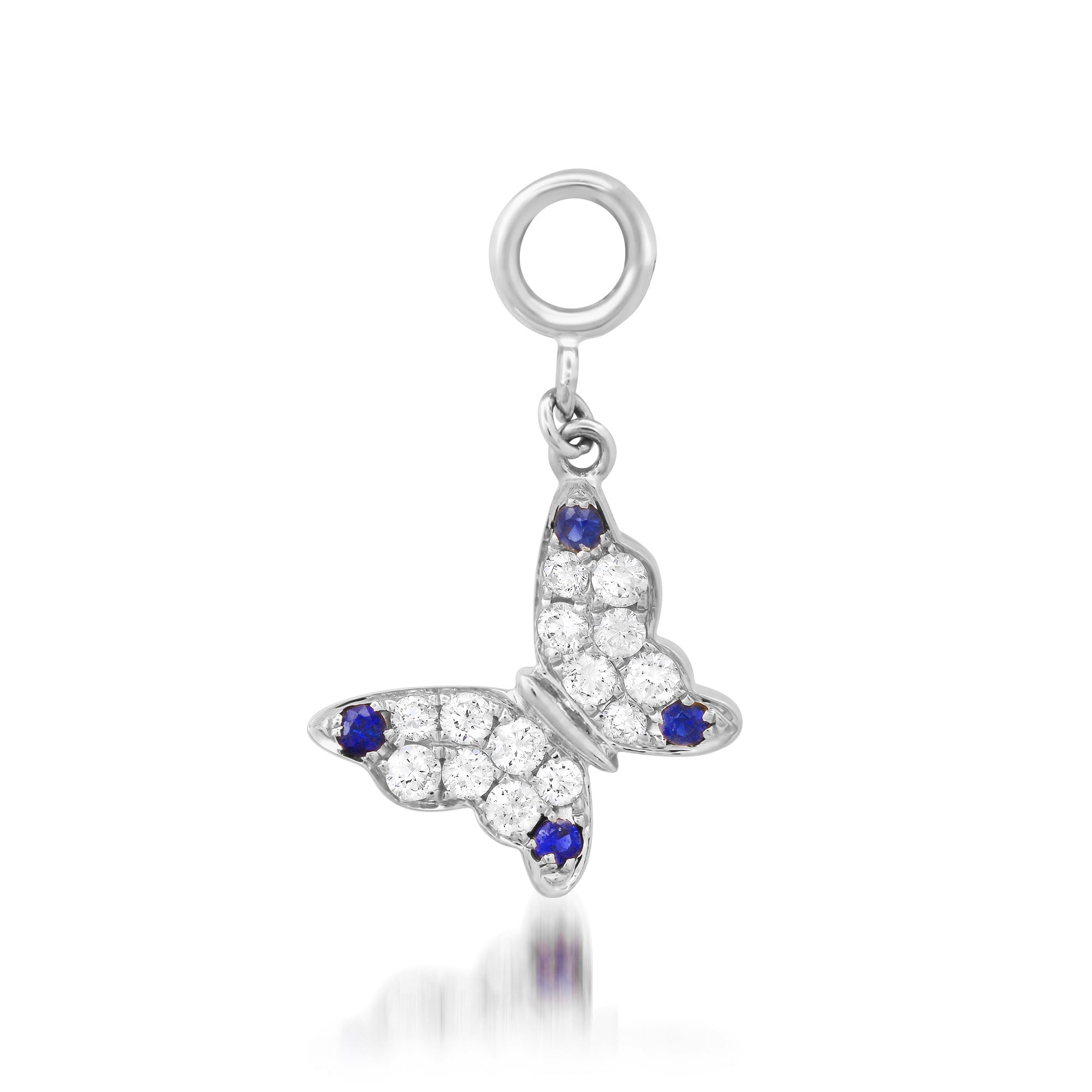 Children's pendants, kid's pendants , Kid's charm for necklaces and bracelets, Blue Butterfly Charm White Gold