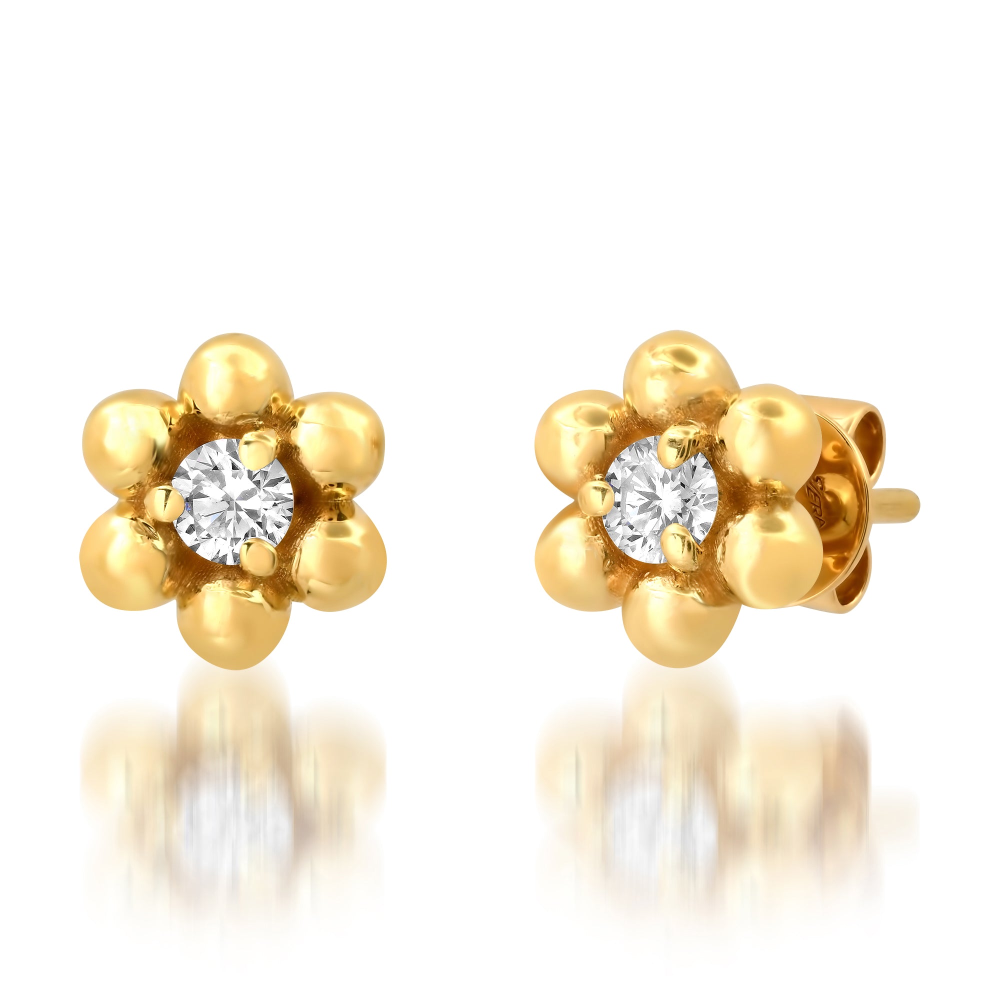kids jewelry, diamond earrings, flower studs, kids earrings gold, Stud kids earrings gold, Baby Earrings Gold, Real Diamond Earrings for baby girl, Diamond Bubble Flower Studs