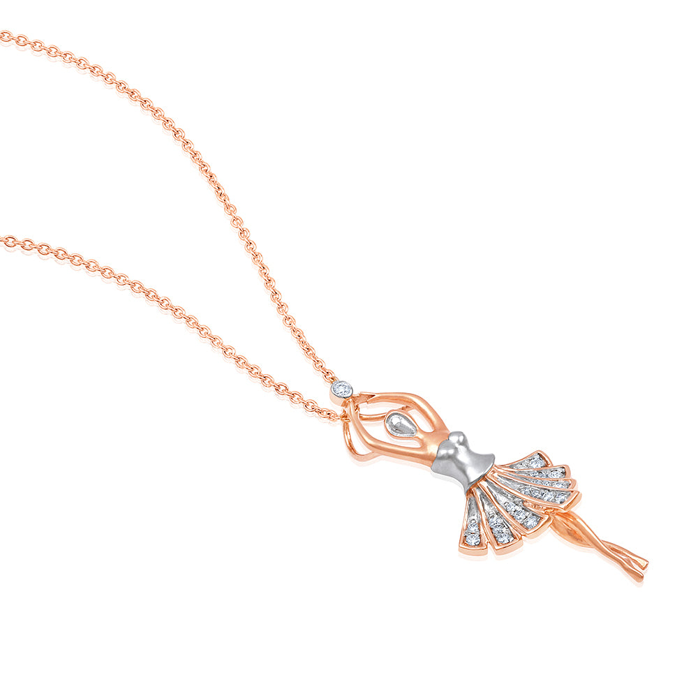 Clara, Ballerina Necklace, 14K Solid Gold, Diamond Necklace, Pendant, Ballerina Pendant, Fine Jewelry
