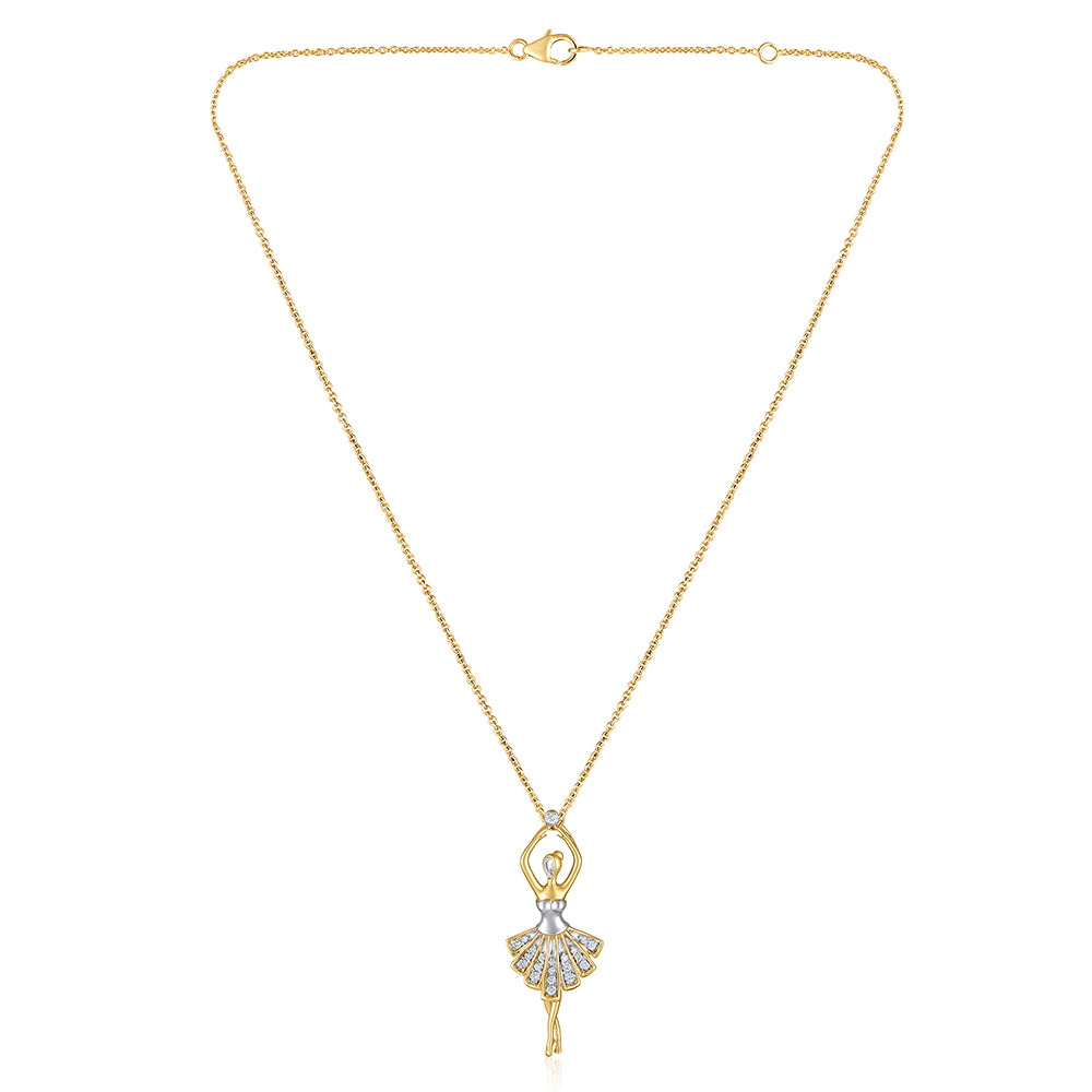 Ballerina Necklace, 14K Solid Gold, Diamond Necklace, Pendant, Ballerina Pendant, Fine Jewelry