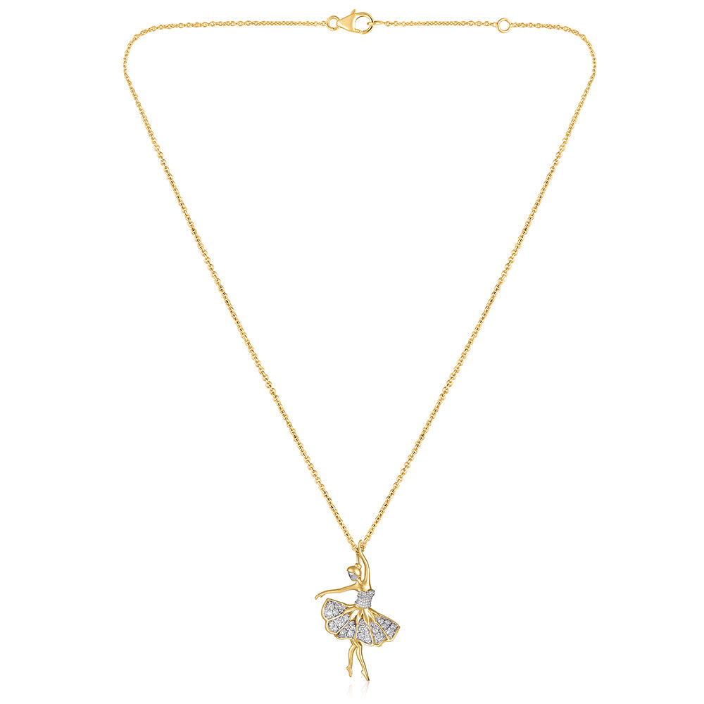 Belle, Ballerina Necklace, 14K Solid Gold, Diamond Necklace, Pendant, Ballerina Pendant, Fine Jewelry