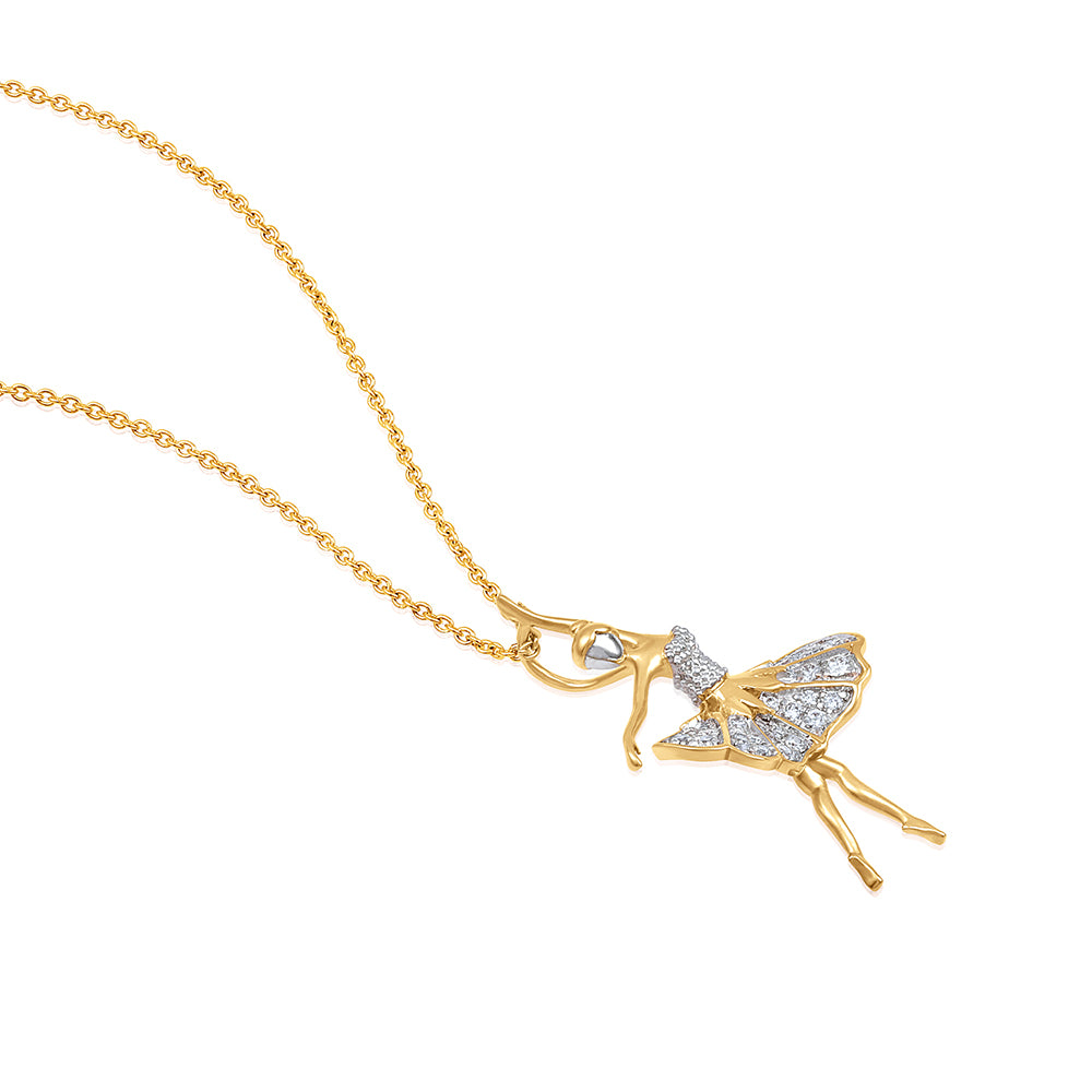 Belle, Ballerina Necklace, 14K Solid Gold, Diamond Necklace, Pendant, Ballerina Pendant, Fine Jewelry
