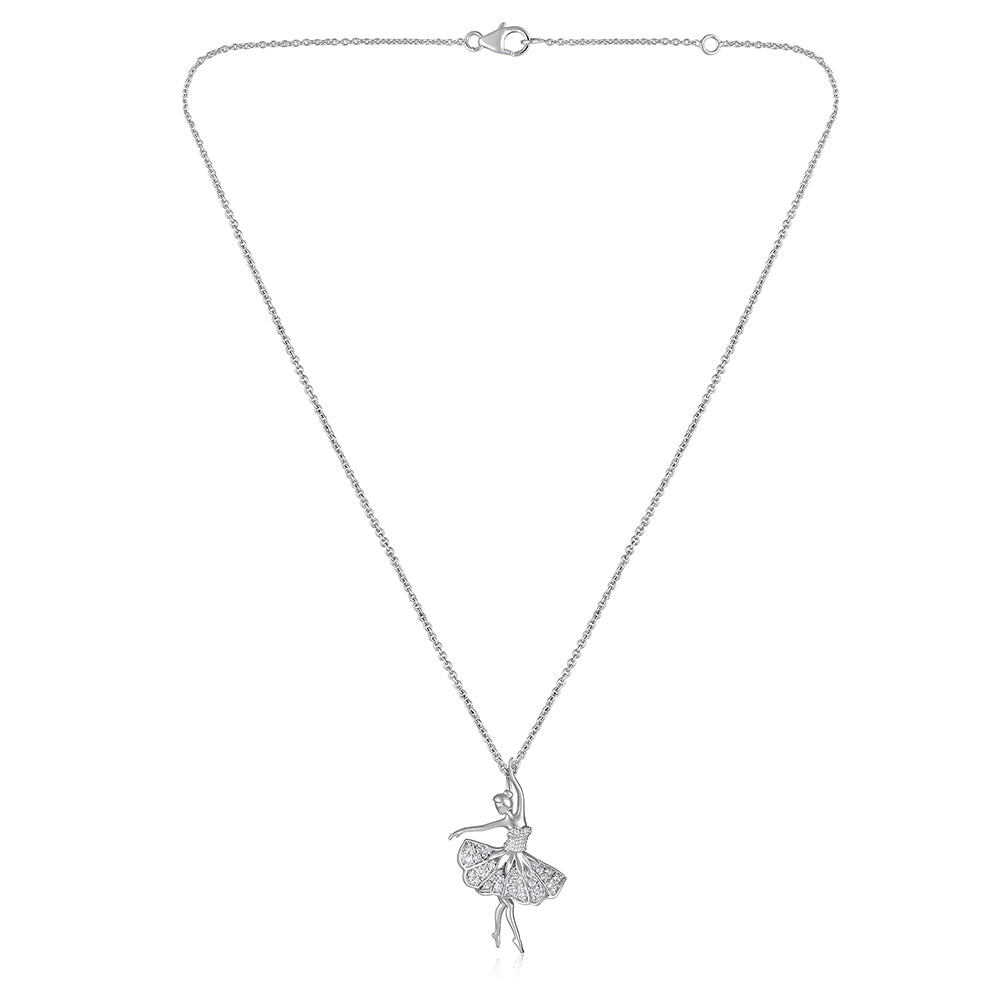 Belle, Ballerina Necklace, 14K Solid Gold, Diamond Necklace, Pendant, Ballerina Pendant, Fine Jewelry