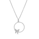 Diamond Butterfly Circle Necklace