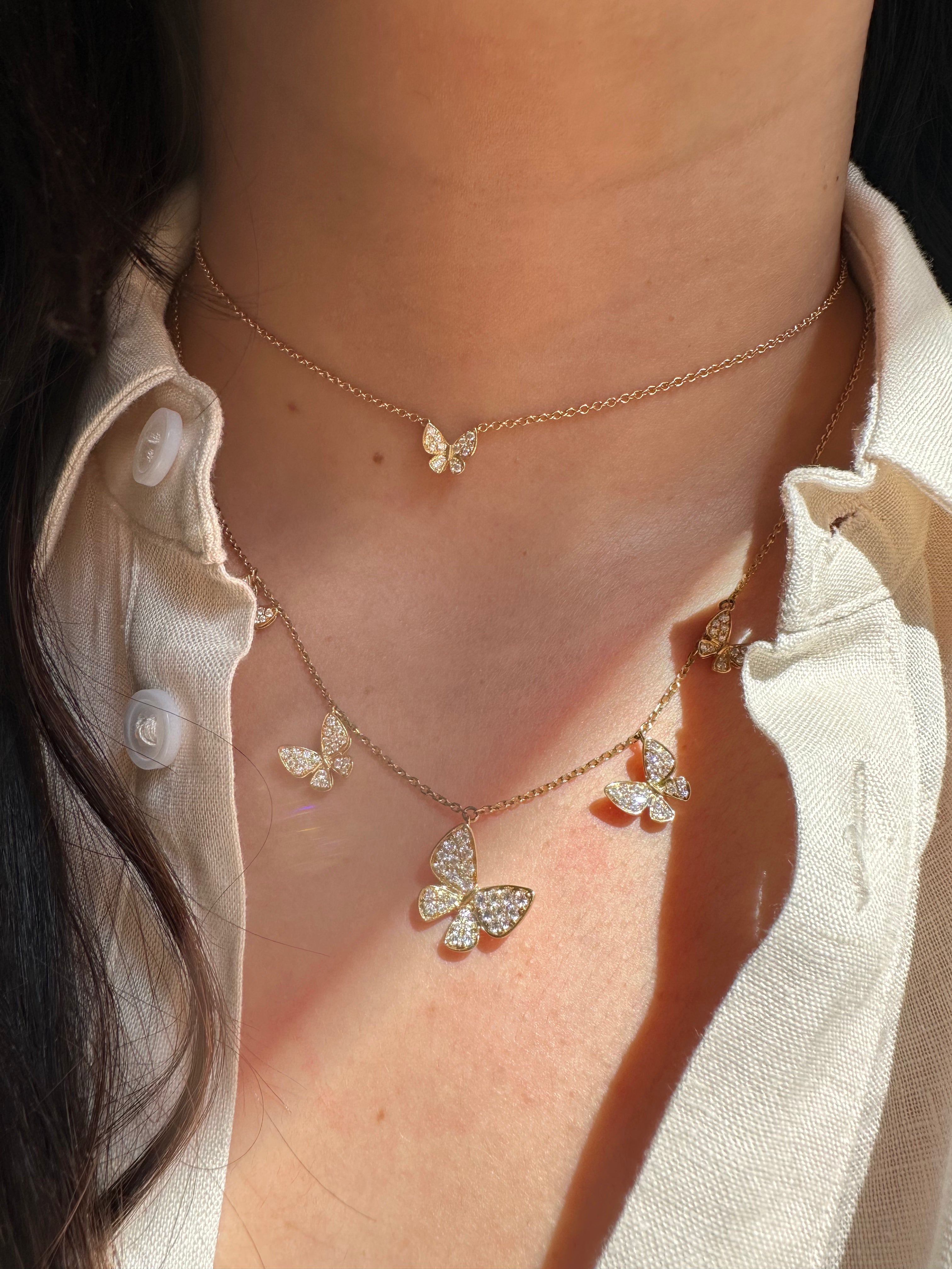 Multi Butterfly Graduating Necklace, Graduation Butterfly Necklace, Butterfly necklace set gold, butterfly necklace gold 14k, kids jewlery, children necklace, Gold Necklace for Kid Girl