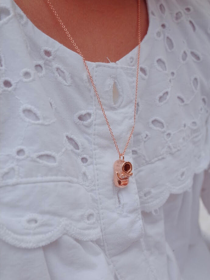 Children's necklaces, toddlers necklaces, Cute kids necklaces, Baby Shoe Necklace Rosegold
