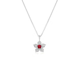 Kid's Jewelry, Flower Pendant, Necklace, Kid's Pendant, Diamond Necklace, Big Flower Ruby Center with Diamond Accent Necklace in White Gold