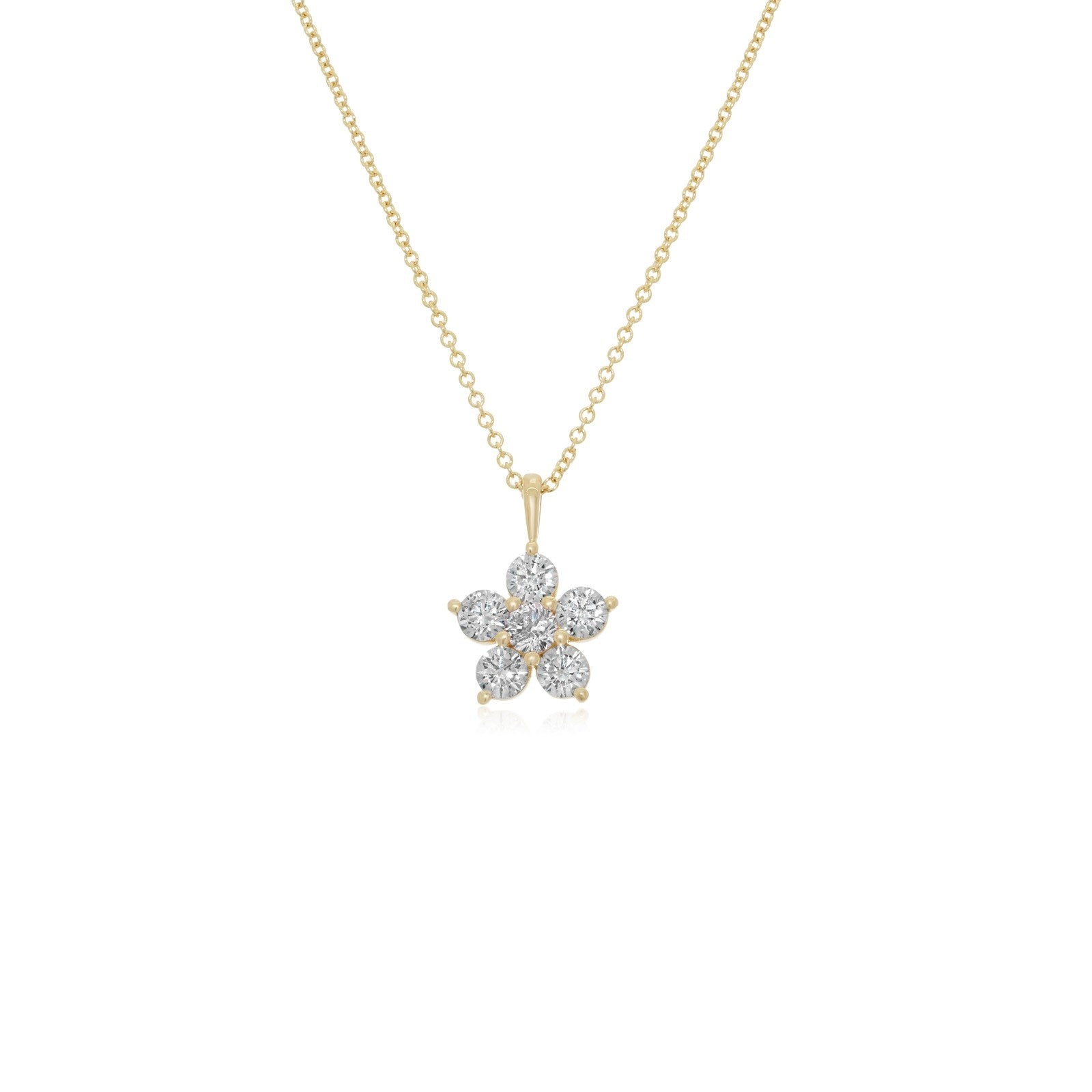 Kid's Jewelry, Flower Pendant, Necklace, Kid's Pendant, Diamond Necklace, Big Flower Diamond Necklace in Yellow Gold