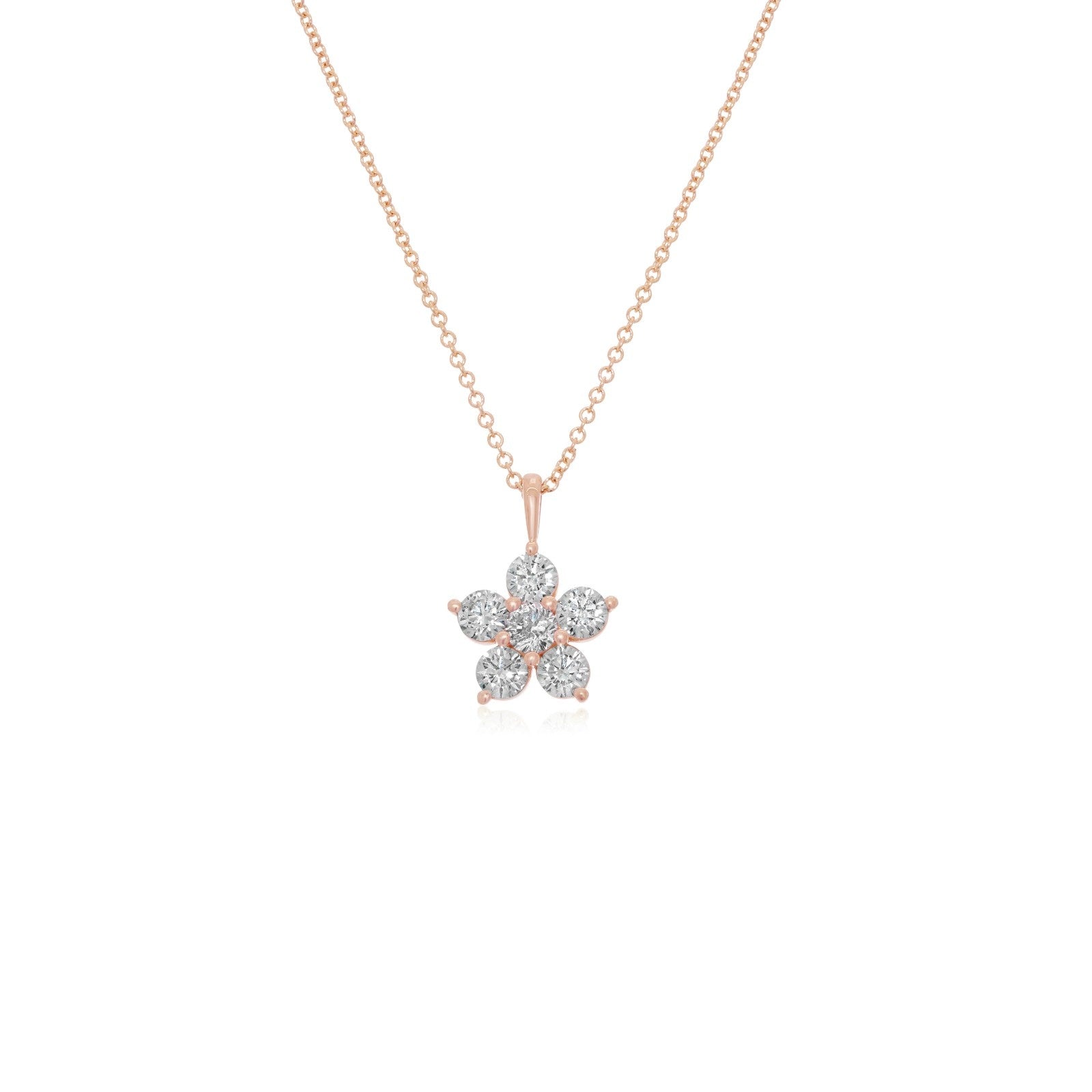 Kid's Jewelry, Flower Pendant, Necklace, Kid's Pendant, Diamond Necklace, Big Flower Diamond Necklace in Rose Gold