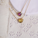 Yellow Sapphire Necklace, 14K Gold, 18K Gold, Fine Jewelry, Kid's Jewelry, Heart Pendant