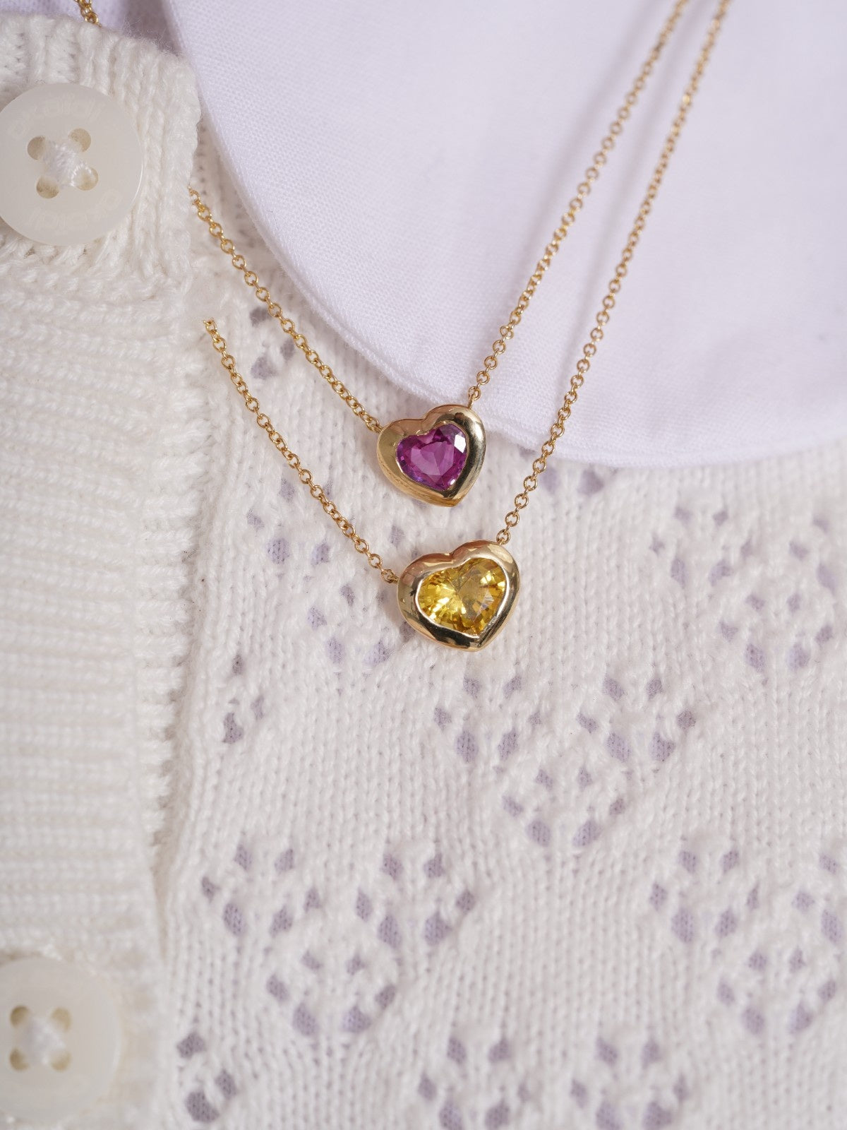 Yellow Sapphire Necklace, 14K Gold, 18K Gold, Fine Jewelry, Kid's Jewelry, Heart Pendant