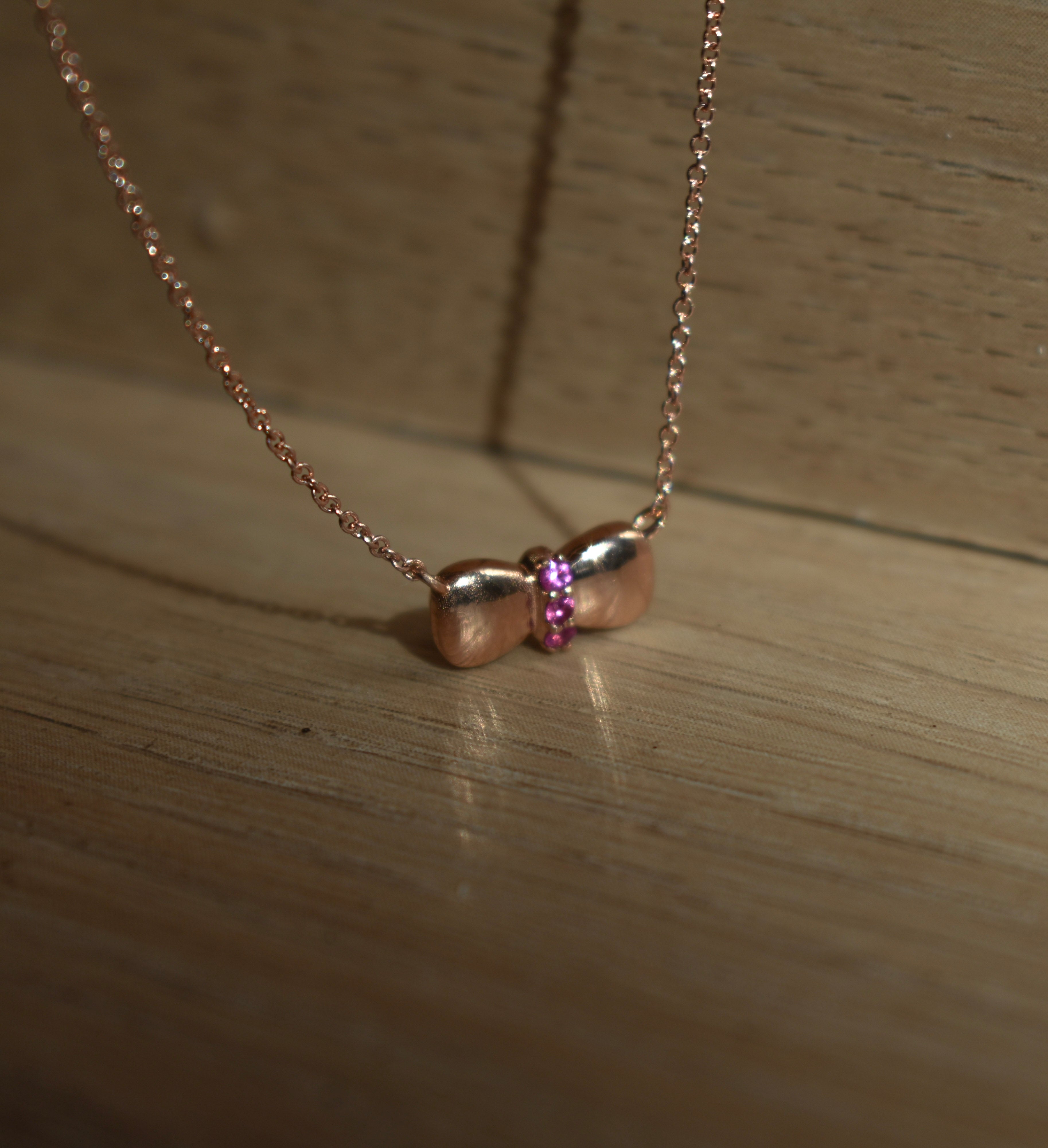 Necklace For Kids, Children's Necklaces, Girls children necklace, Gold Necklace for Kid Girl, Bow Necklace Rose Gold