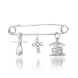 kids jewelry pin, Arlin Charm Set On Pin White Gold 