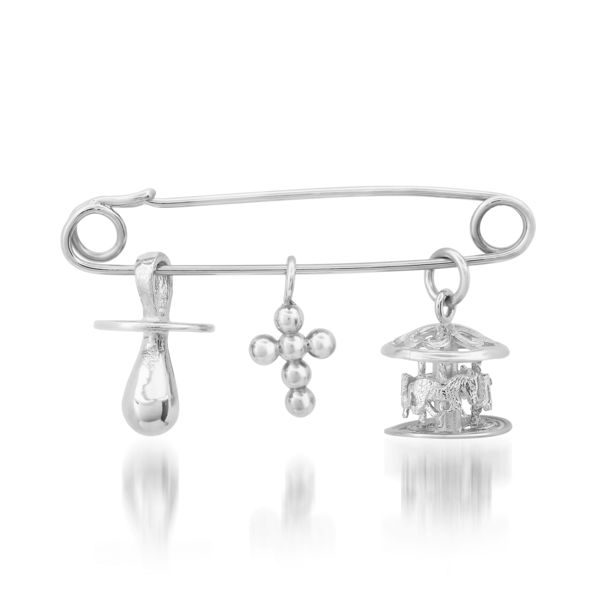 kids jewelry pin, Arlin Charm Set On Pin White Gold 