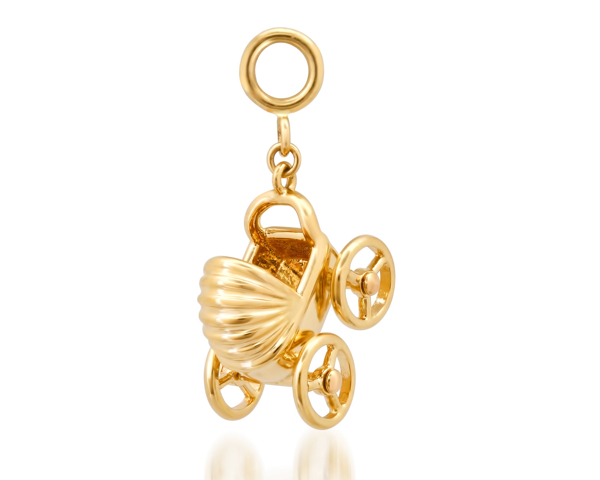 Children's pendants, kid's pendants , Kid's charm for necklaces and bracelets, Baby Stroller Charm yellow Gold