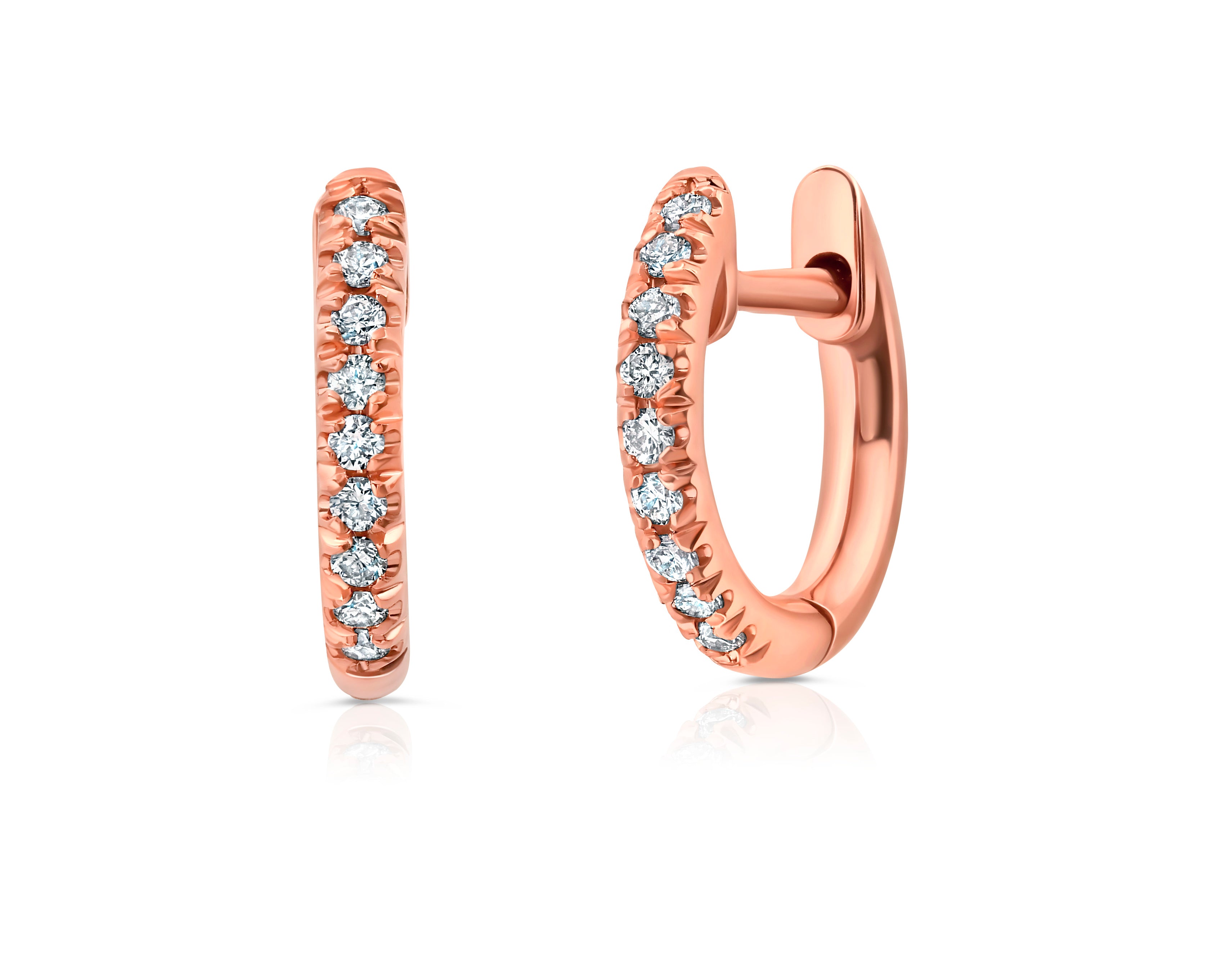 diamond huggie earrings for kids, children's diamond huggie earrings, Diamond Huggie Earrings 18k, diamond earrings for kids, Diamond Huggies Rose Gold