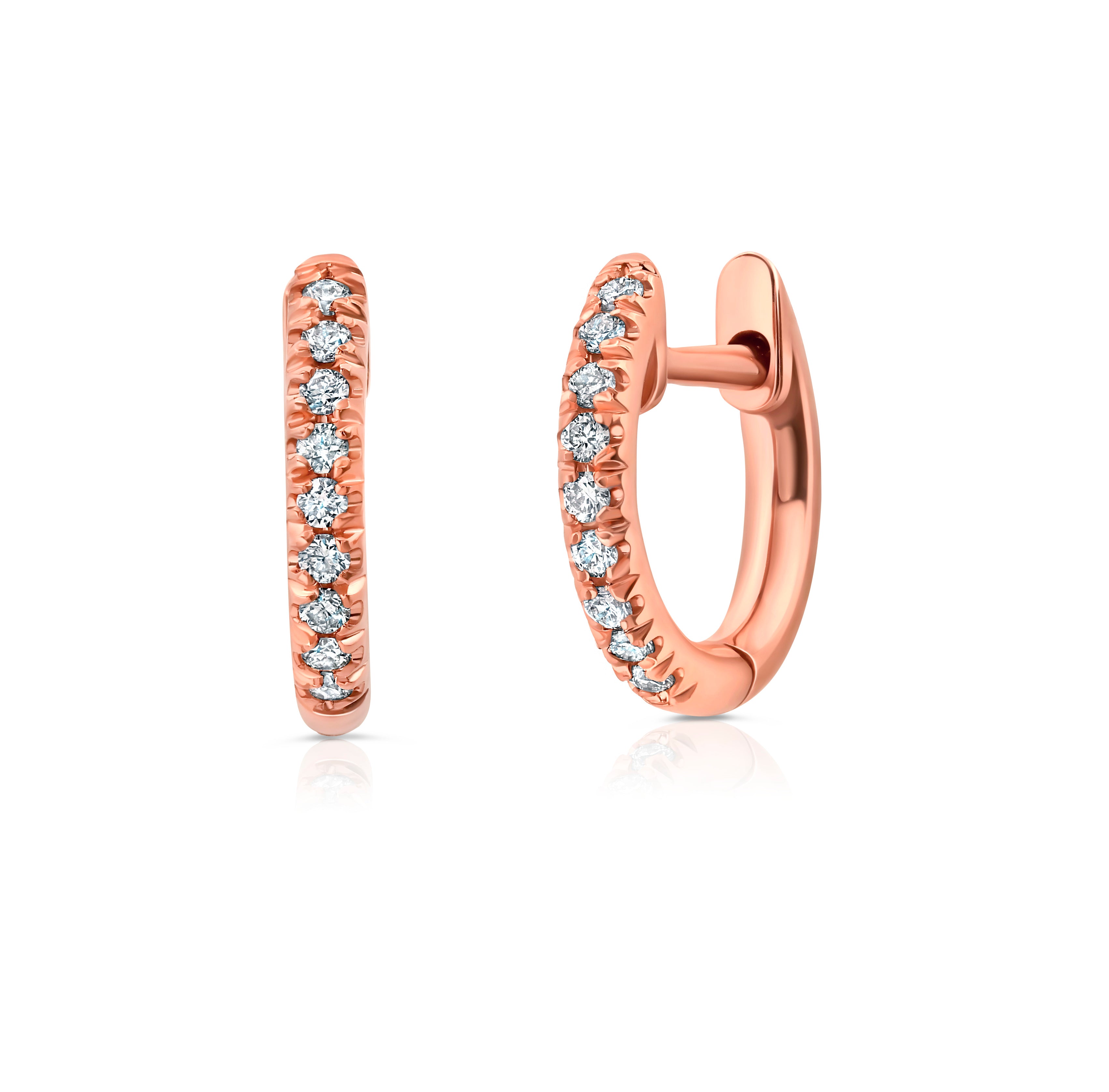 diamond huggie earrings for kids, children's diamond huggie earrings, Diamond Huggie Earrings 18k, diamond earrings for kids, Diamond Huggies Rose Gold