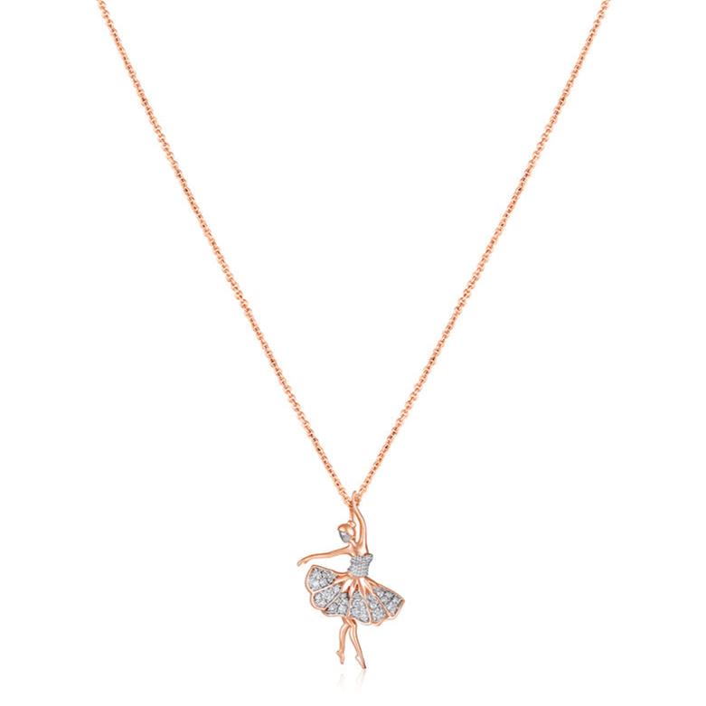 Belle, Ballerina Necklace, 14K Solid Gold, Diamond Necklace, Pendant, Ballerina Pendant, Fine Jewelry