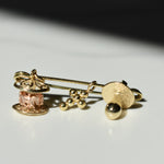 kids jewelry pin, Arlin Charm Set On Pin Yellow Gold detail