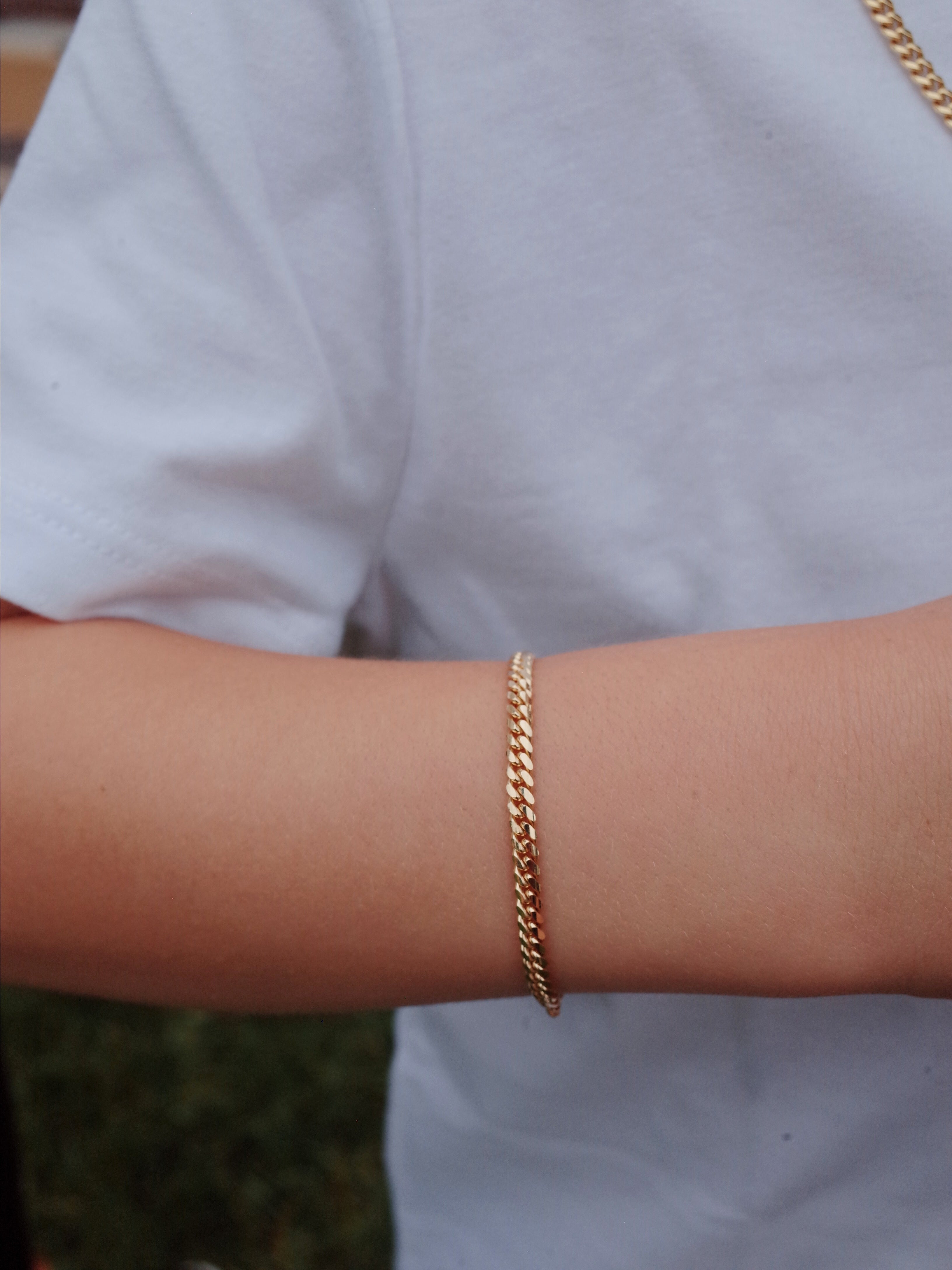 Solid Gold Link Chain Bracelet, Girls solid gold link chain bracelet kids, 18k solid gold link chain bracelet kids, Kids Gold Bracelet