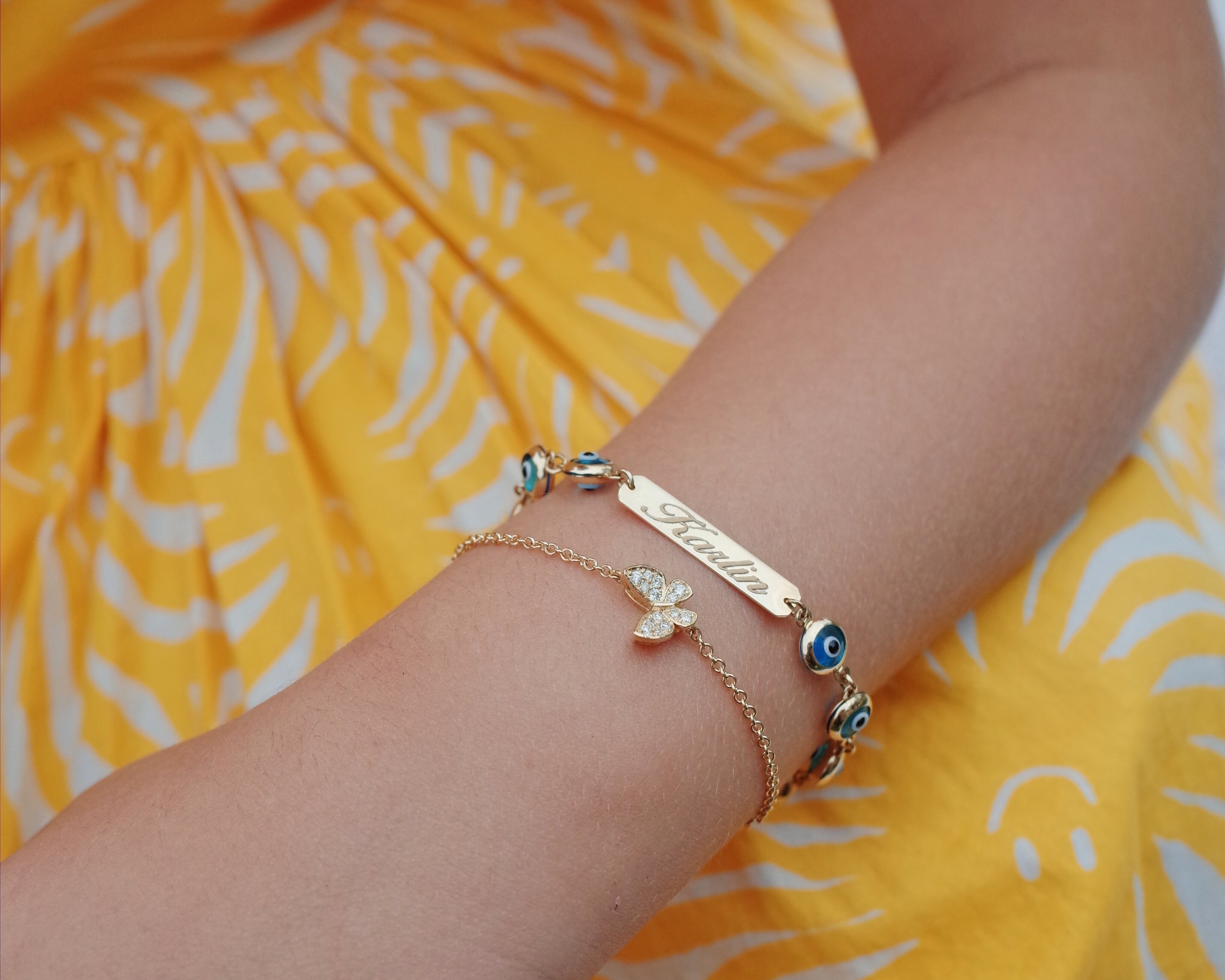 Evil Eye Bracelet, Real Evil Eye Bracelet, kids gold bracelet, 14K Gold Bracelets for Kids, Gold Bracelet for Kid boy, Evil Eye Name Bracelet