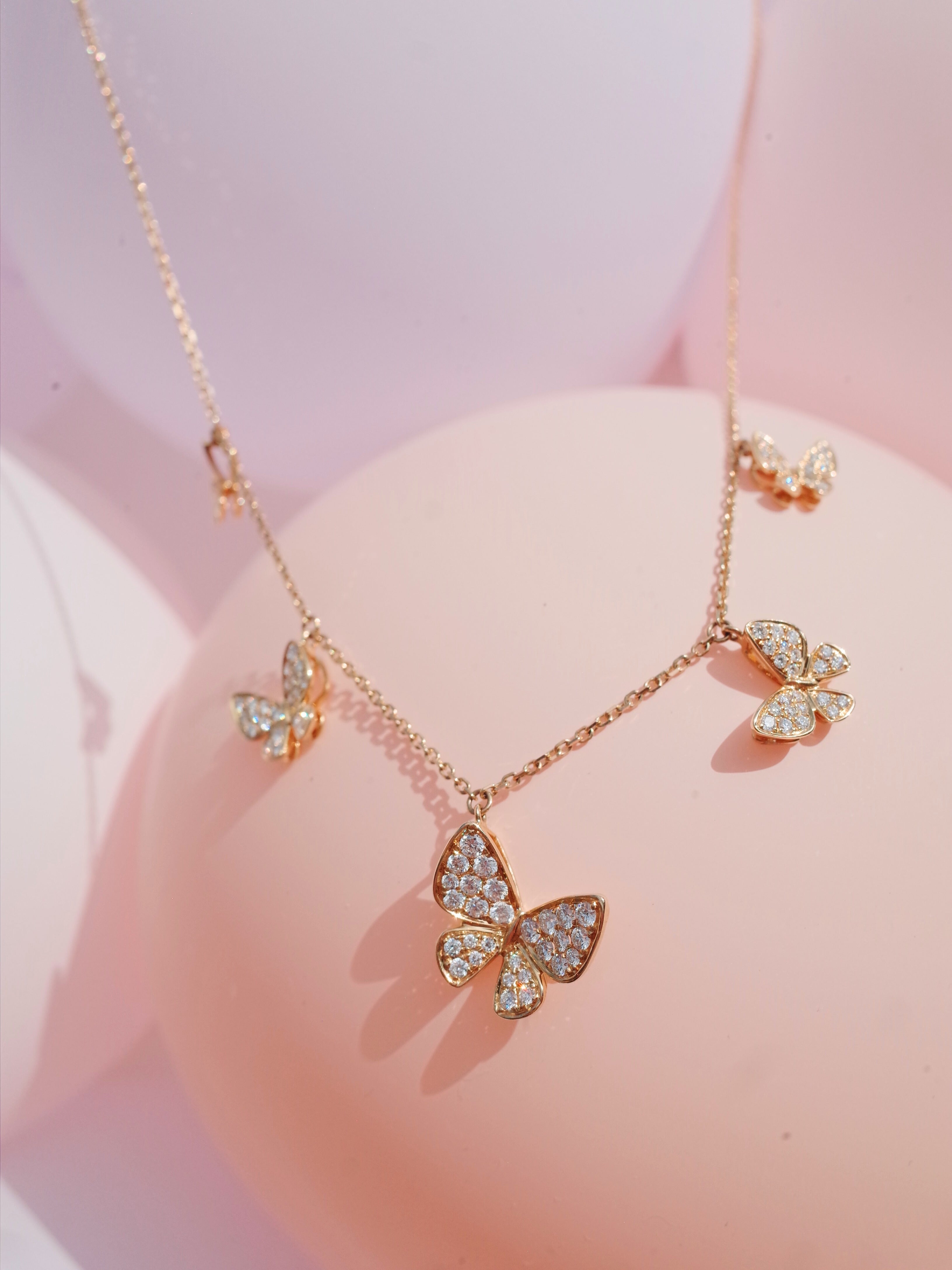 Multi Butterfly Graduating Necklace, Graduation Butterfly Necklace, Butterfly necklace set gold, butterfly necklace gold 14k, kids jewlery, children necklace, Gold Necklace for Kid Girl