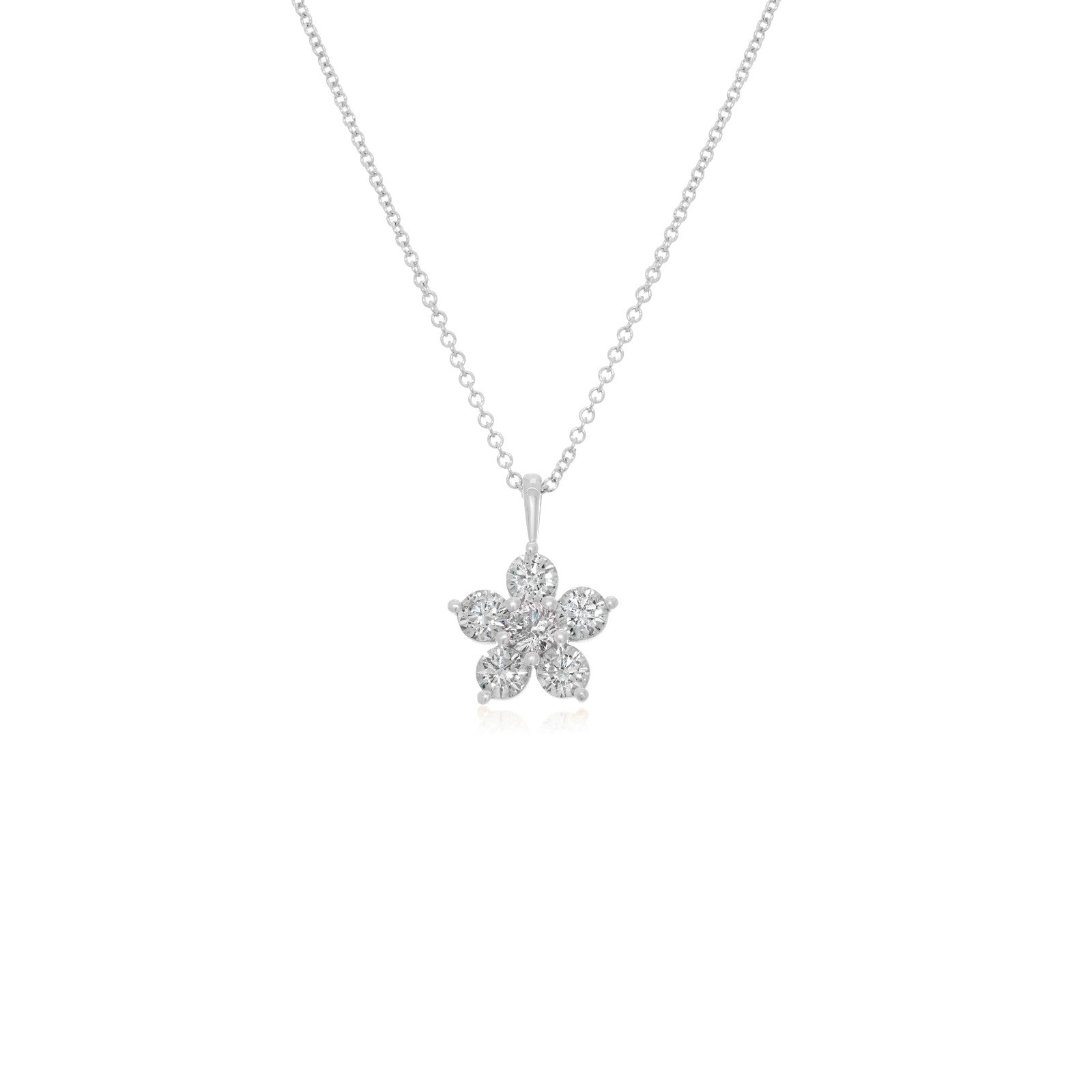 Kid's Jewelry, Flower Pendant, Necklace, Kid's Pendant, Diamond Necklace, Big Flower Diamond Necklace in White Gold 