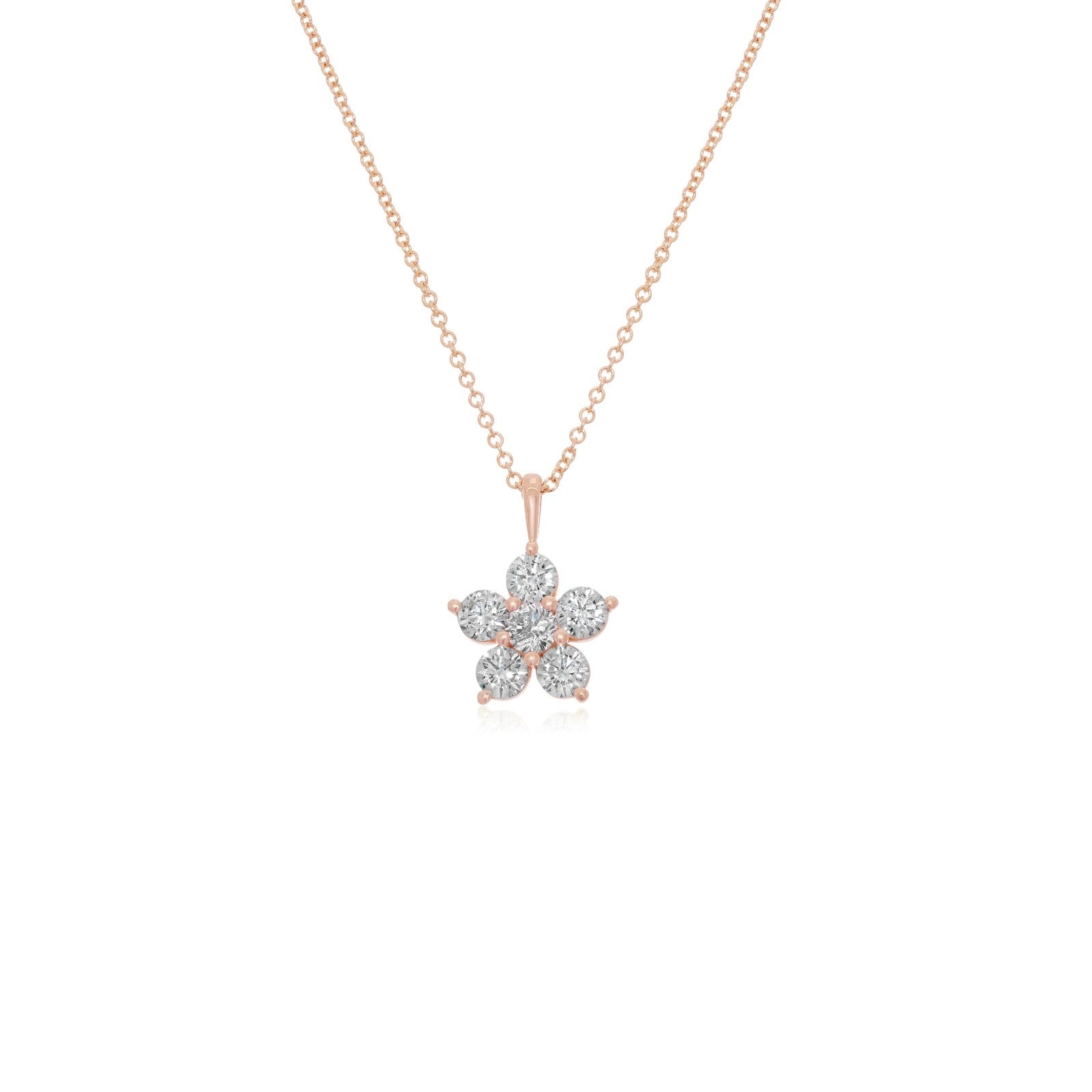 Kid's Jewelry, Flower Pendant, Necklace, Kid's Pendant, Diamond Necklace, Big Flower Diamond Necklace in Rose Gold 