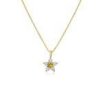 Kid's Jewelry, Flower Pendant, Necklace, Kid's Pendant, Diamond Necklace, Big Flower Yellow Sapphire Center with Diamond Accent Necklace in Yellow Gold 