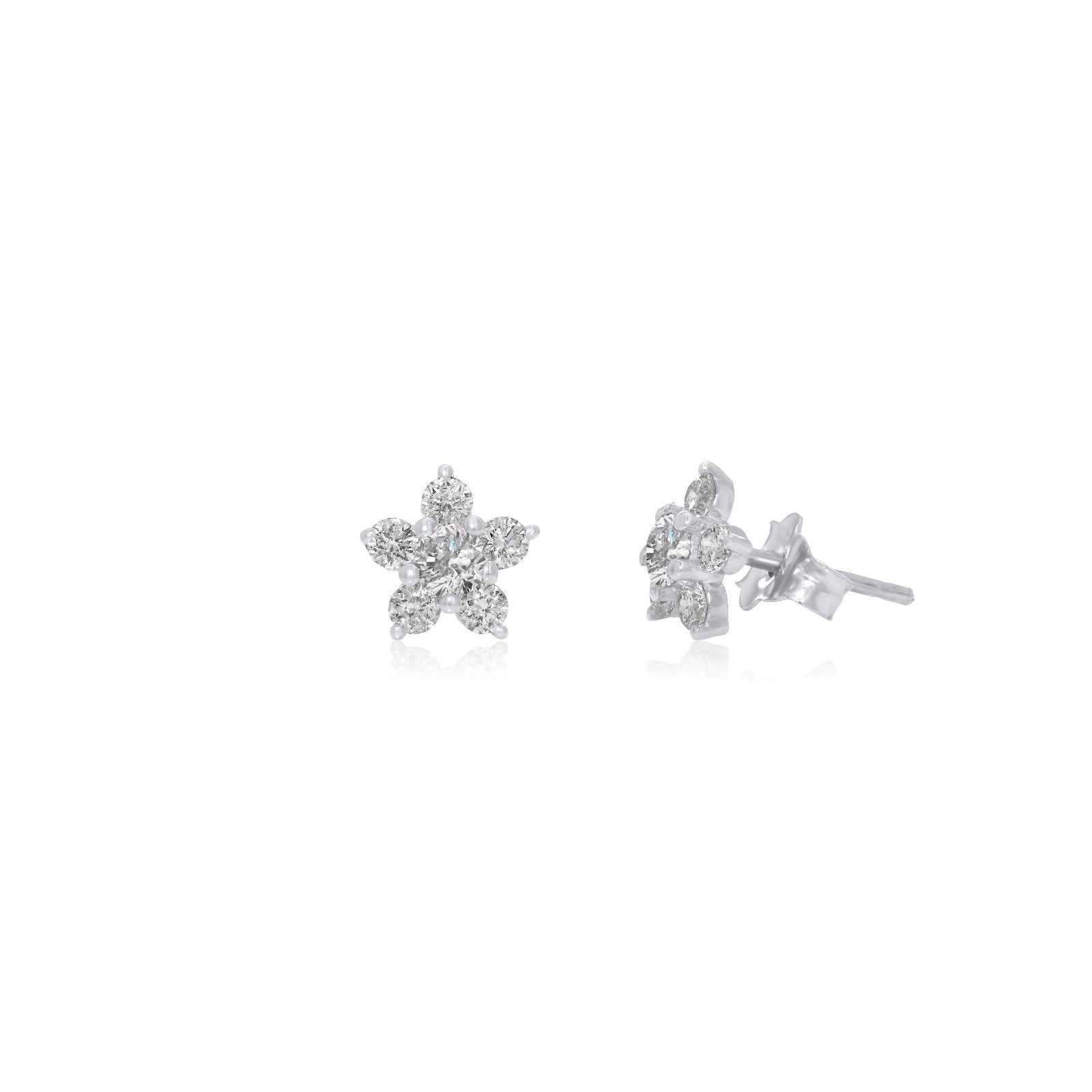 Flower Studs, Diamond Flower Studs, Kid's Jewelry, Fine Jewelry, Earring, White Gold