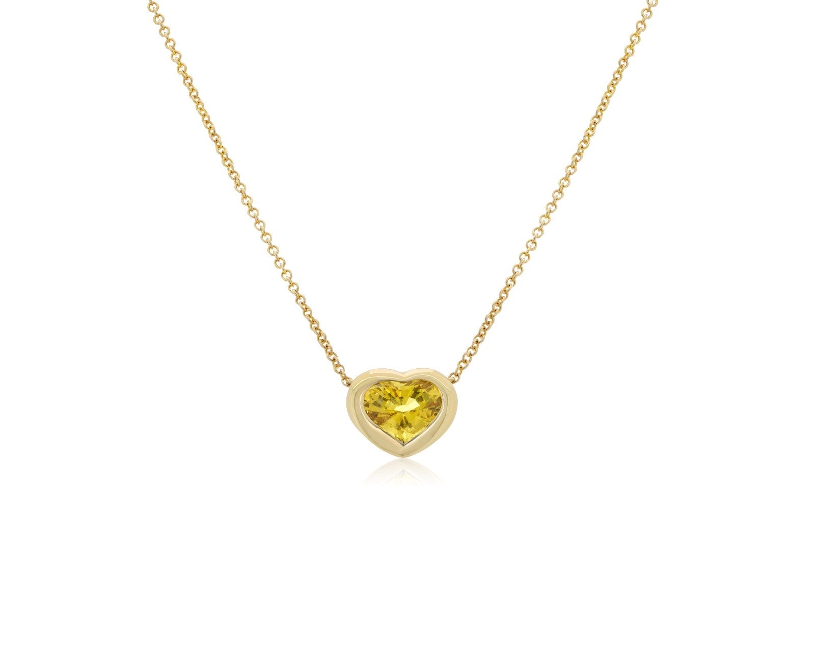 Yellow Sapphire Necklace, Yellow Gold, Fine Jewelry, Kid's Jewelry, Heart Pendant