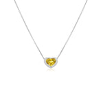 Yellow Sapphire Necklace, White Gold, Fine Jewelry, Kid's Jewelry, Heart Pendant